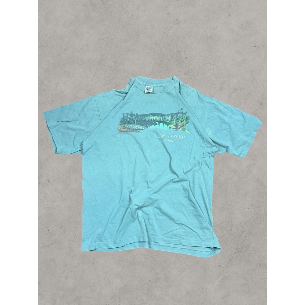 Vintage Eagle Hot Springs‎ Arkansas Graphic T-Shirt 2XL Teal Made in USA Single
